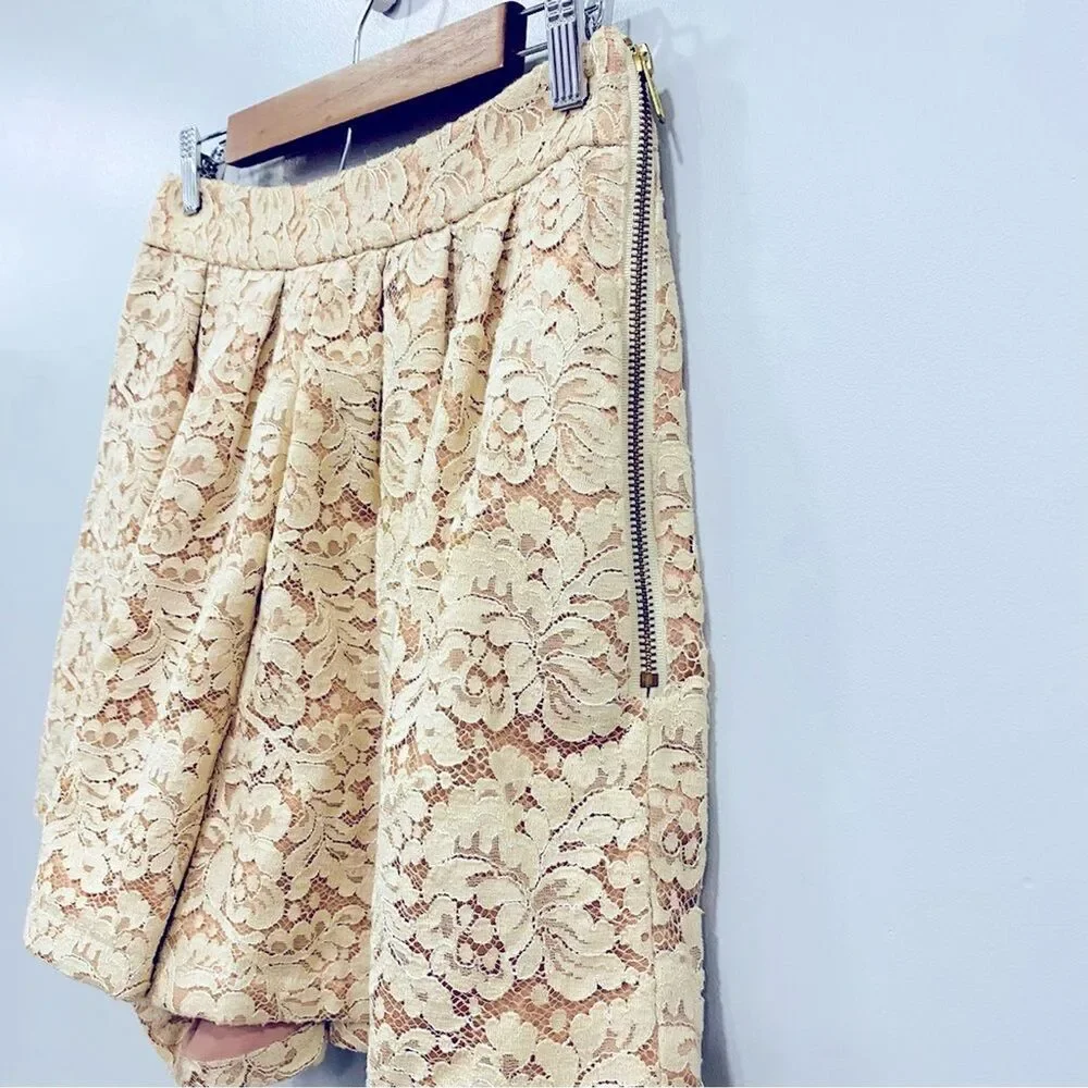 ANTHROPOLOGIE 6 Ivory Lace Pleated High Waisted Shorts Culotte Ballet Fairycore - Picture 10 of 16